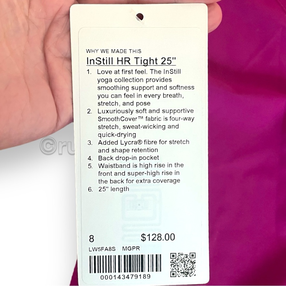 NWT Lululemon InStill HR Tight 25" In Color Magenta Purple Size 8 - Picture 8 of 14